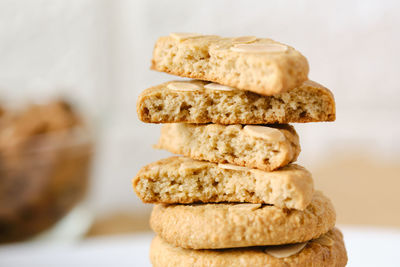 Close-up of cookies on table