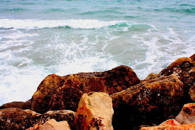 Rock formation on beach