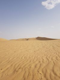 Sand dune in desert against sky