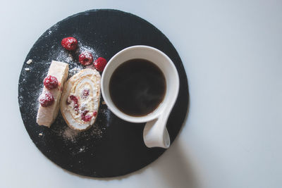 Directly above shot of breakfast served on table