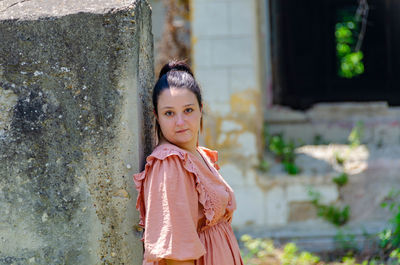 Portrait of girl standing outdoors