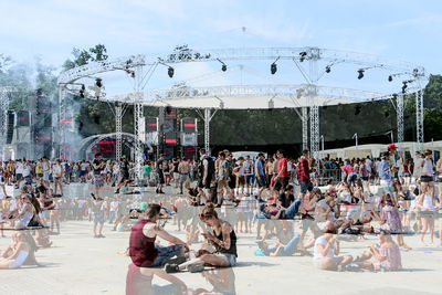 People enjoying in city