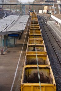 High angle view of railroad station platform