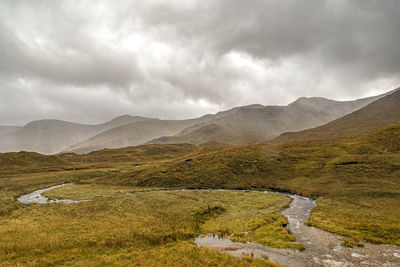 Scenic view of mountains against sky