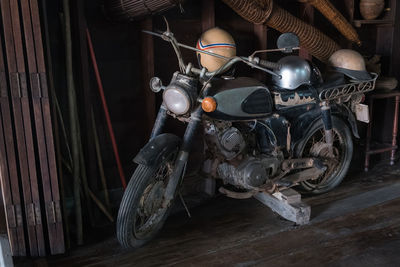 High angle view of motorbike