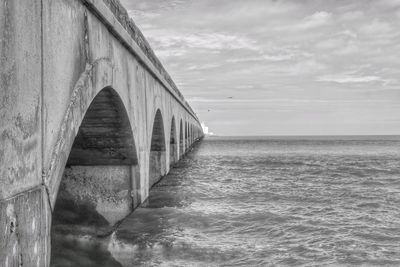 Bridge over sea against sky