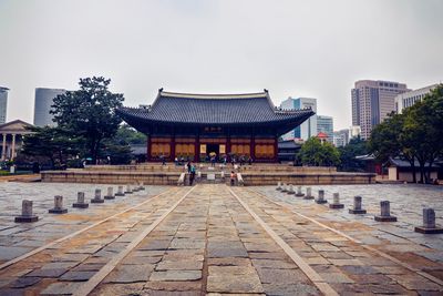 View of temple building against sky