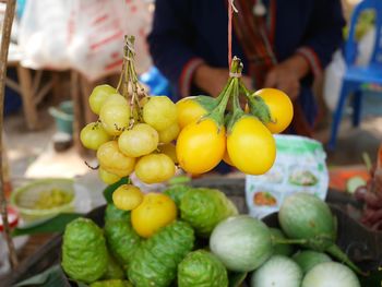 Close-up of fruits for sale at market stall