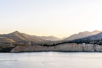 Scenic view of lake against clear sky