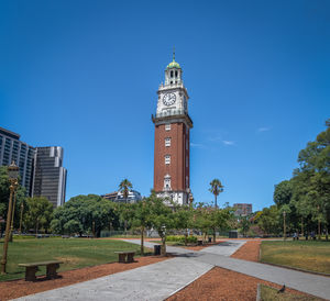 Low angle view of building against blue sky