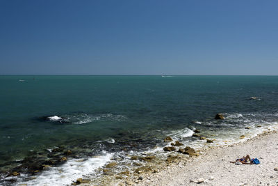 Scenic view of sea against clear sky