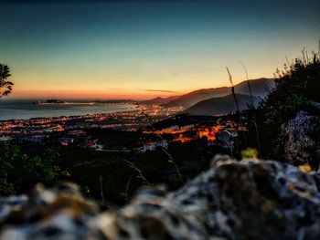 Scenic view of sea against sky at sunset