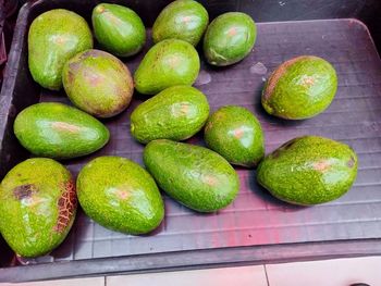 High angle view of fruits on table