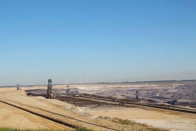 Scenic view of landscape against clear blue sky