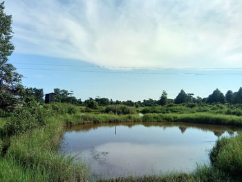 Scenic view of lake against sky