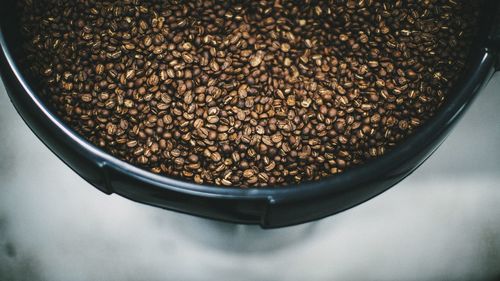 High angle view of coffee beans