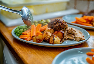 Close-up of food served in plate