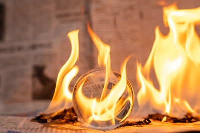 Close-up of burning candle