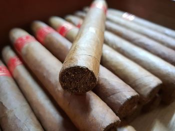 Close-up of cigarette on table