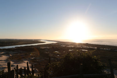 Scenic view of sea at sunset