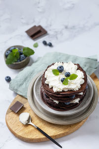 Close-up of dessert in plate on table