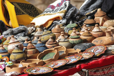 Various displayed for sale at market stall