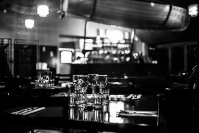 Close-up of illuminated restaurant