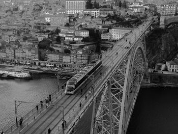 High angle view of bridge over river in city