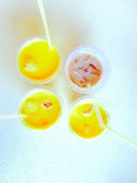 High angle view of drink on table