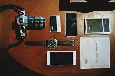 Close-up of telephone on table