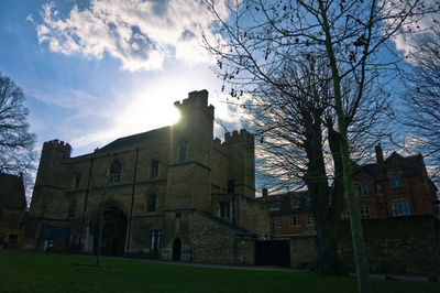 Low angle view of old building against sky