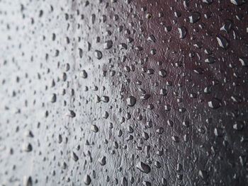 Full frame shot of raindrops on window