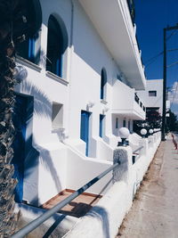 White buildings on footpath