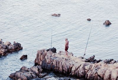 Rock formation in sea