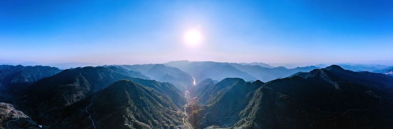 Panoramic view of mountains against sky