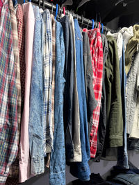 Old clothes in a second hand shop in morocco