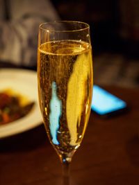 Close-up of drink in glass on table