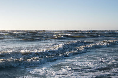 View of calm sea against clear sky