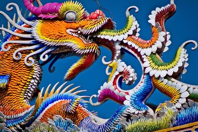 Low angle view of multi colored wall