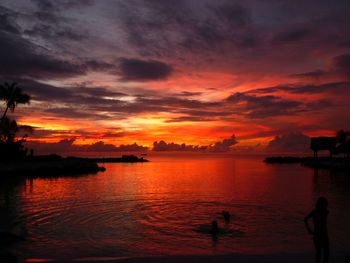 Scenic view of sunset over sea