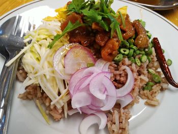 Close-up of meal served in plate