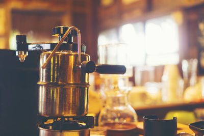 Close-up of coffee in glass on table