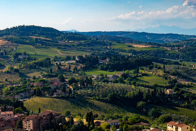 High angle view of townscape against sky