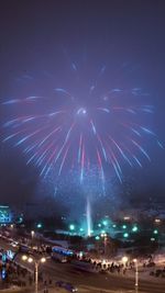 Firework display at night