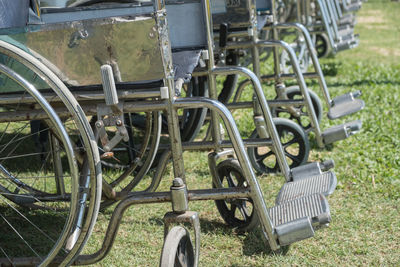 Bicycle parked on field