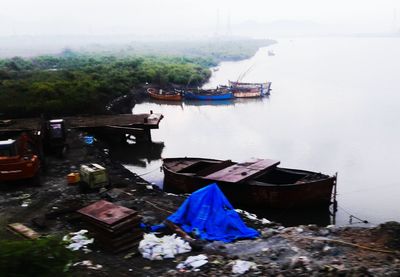 View of boats in water