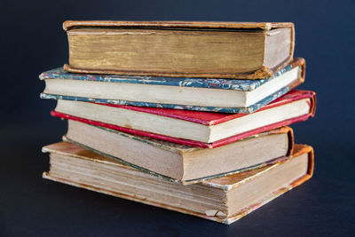 Close-up of books on table