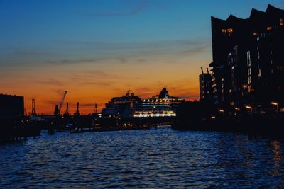 View of city at sunset