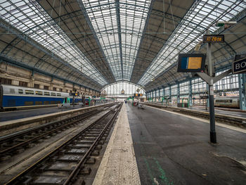 Train at railroad station platform
