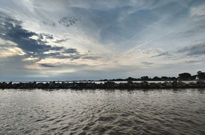 Scenic view of sea against sky during sunset